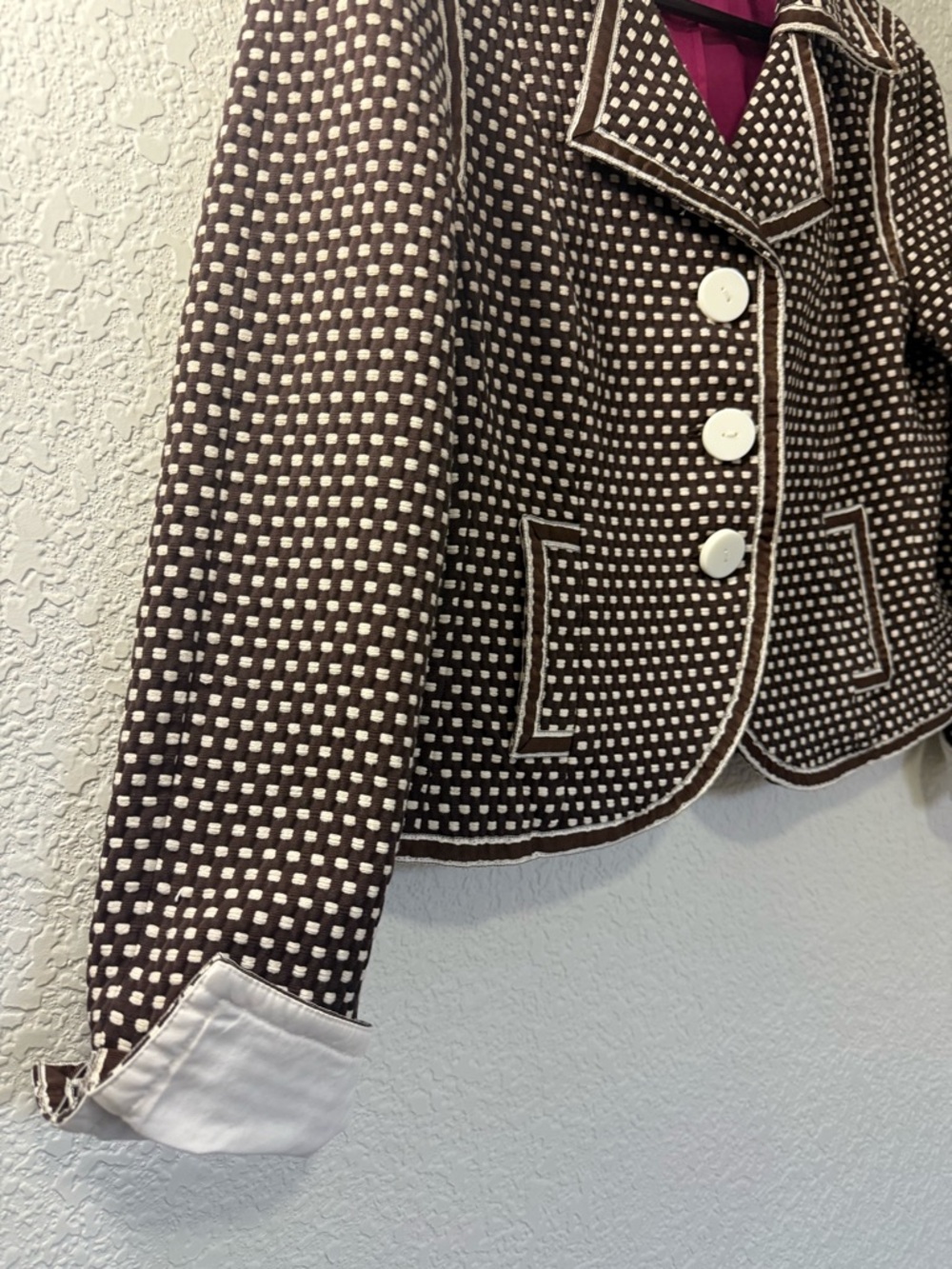 Worth Brown Retro Polka Dot Blazer | Vintage Inspired Tailored Jacket | Size 10 - Picture 4 of 15